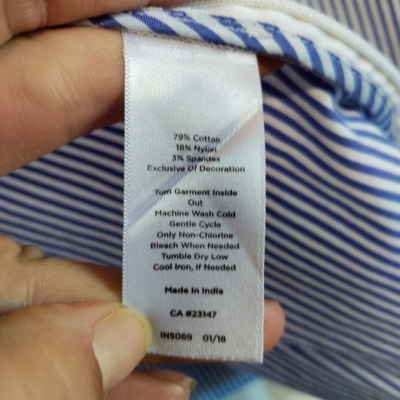 Talbot's blue and white striped tunic top size small - Picture 6 of 10